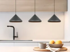 LED Pendelleuchte LAGUNA 3-flammig, höhenverstellbar, Schwarz, Breite 70cm