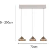 LED Pendelleuchte LAGUNA 3-flammig, höhenverstellbar, Coffee, Breite 70cm