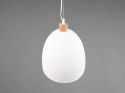LED Pendelleuchte Lampenschirm Metall/Holz Weiß dimmbar, Ø 40cm