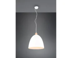 LED Pendelleuchte Lampenschirm Metall/Holz Weiß dimmbar, Ø 40cm
