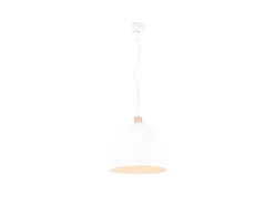 LED Pendelleuchte Lampenschirm Metall/Holz Weiß dimmbar, Ø 40cm