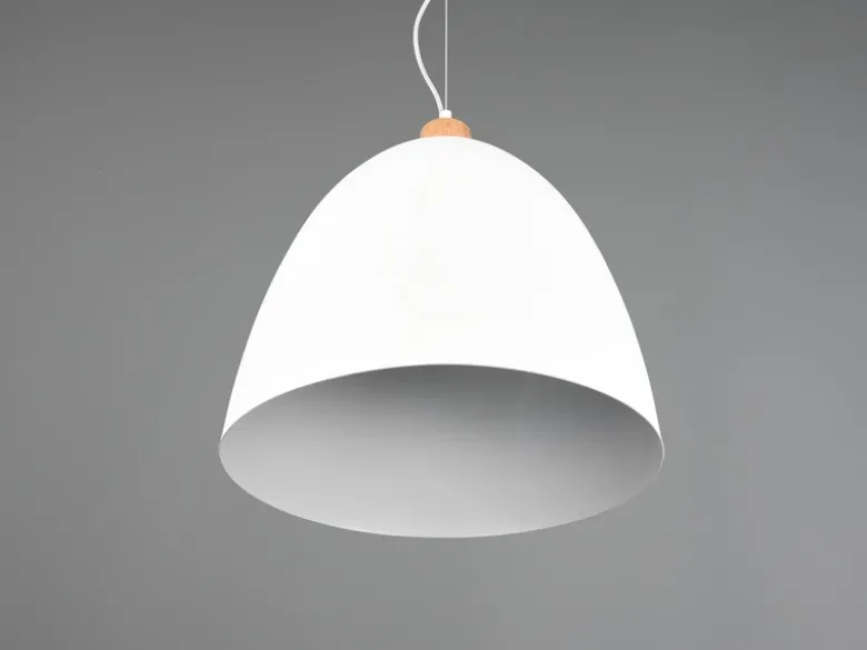LED Pendelleuchte Lampenschirm Metall/Holz Weiß dimmbar, Ø 40cm