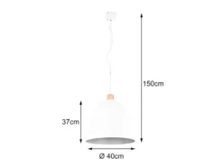 LED Pendelleuchte Lampenschirm Metall/Holz Weiß dimmbar, Ø 40cm