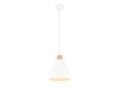 LED Pendelleuchte Lampenschirm Metall/Holz Weiß dimmbar, Ø 25cm