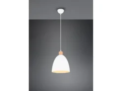 LED Pendelleuchte Lampenschirm Metall/Holz Weiß dimmbar, Ø 25cm