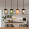 LED Pendelleuchte Lampenschirme bunt aus recyceltem Glas, Breite 90cm