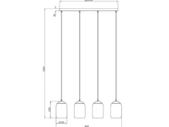 LED Pendelleuchte Lampenschirme bunt aus recyceltem Glas, Breite 90cm