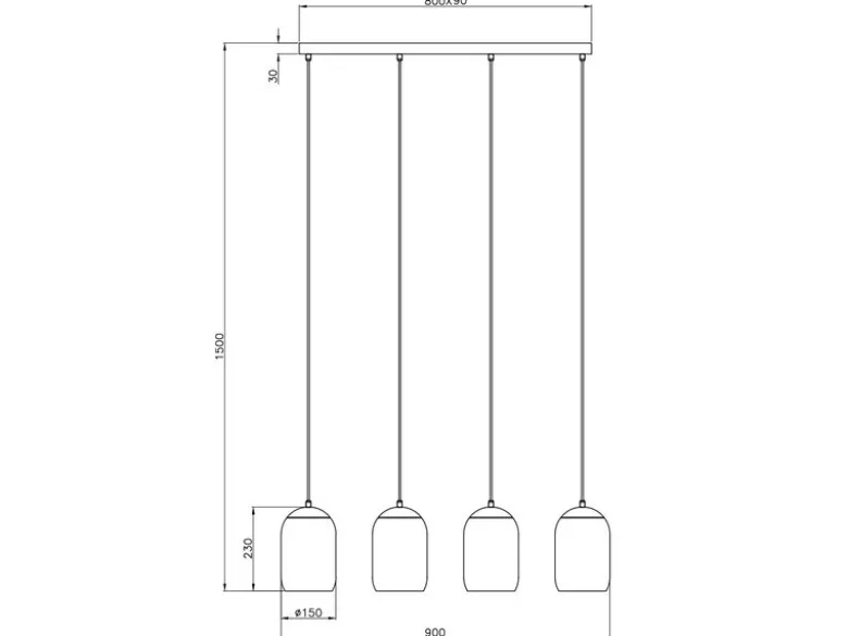 LED Pendelleuchte Lampenschirme bunt aus recyceltem Glas, Breite 90cm