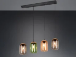 LED Pendelleuchte Lampenschirme bunt aus recyceltem Glas, Breite 90cm