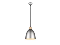LED Pendelleuchte Lampenschirm Metall/Holz Silber Antik dimmbar, Ø 25cm