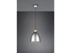 LED Pendelleuchte Lampenschirm Metall/Holz Silber Antik dimmbar, Ø 25cm
