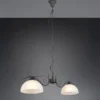 LED Pendelleuchte Landhausstil 2-flammig mit Glasschirmen Weiß, B: 82cm
