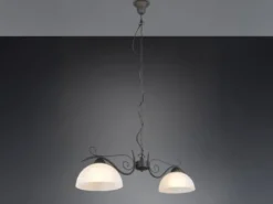 LED Pendelleuchte Landhausstil 2-flammig mit Glasschirmen Weiß, B: 82cm