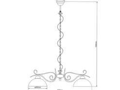 LED Pendelleuchte Landhausstil 2-flammig mit Glasschirmen Weiß, B: 82cm