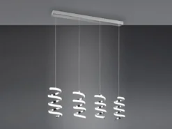 LED Pendelleuchte LAOLA 4-flammig in 3 Stufen dimmbar Silber Chrom, Breite 85cm