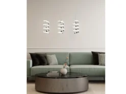 LED Pendelleuchte LAOLA in 3 Stufen dimmbar Silber Chrom, Breite 62cm