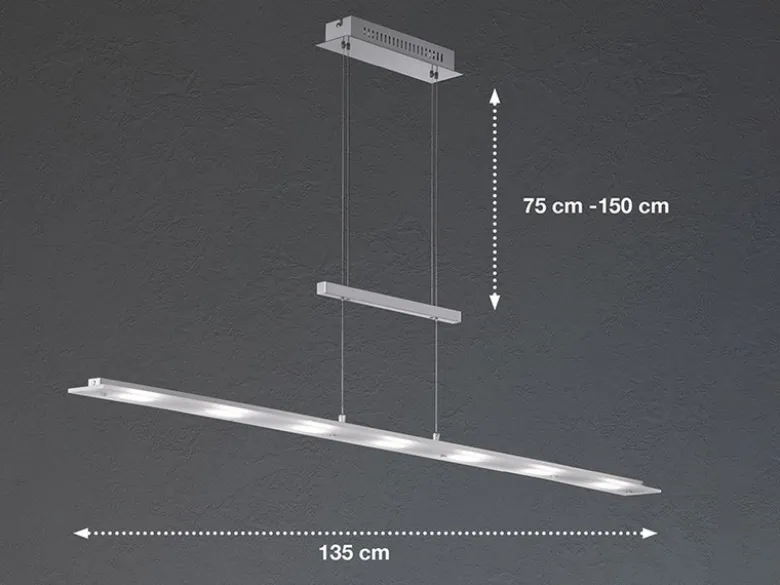 LED Pendelleuchte LARGO dimmbar & höhenverstellbar, Breite 135 cm