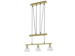 LED Pendelleuchte LEVISTO Messing 3-flammig höhenverstellbar bis 160cm, B: 60cm