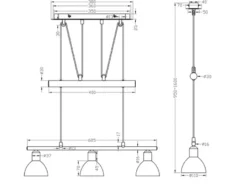 LED Pendelleuchte LEVISTO Silber 3-flammig höhenverstellbar bis 160cm, B: 60cm