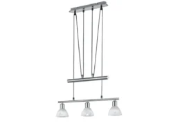 LED Pendelleuchte LEVISTO Silber 3-flammig höhenverstellbar bis 160cm, B: 60cm
