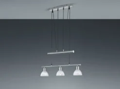 LED Pendelleuchte LEVISTO Silber 3-flammig höhenverstellbar bis 160cm, B: 60cm