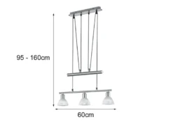 LED Pendelleuchte LEVISTO Silber 3-flammig höhenverstellbar bis 160cm, B: 60cm