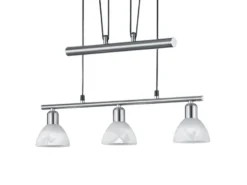 LED Pendelleuchte LEVISTO Silber 3-flammig höhenverstellbar bis 160cm, B: 60cm