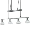 LED Pendelleuchte LEVISTO Silber 4-flammig höhenverstellbar bis 160cm, B: 80cm
