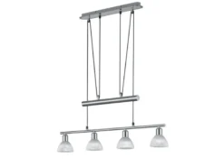 LED Pendelleuchte LEVISTO Silber 4-flammig höhenverstellbar bis 160cm, B: 80cm