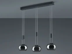 LED Pendelleuchte MADISON 3-flammig Rauchglas, höhenverstellbar, Breite 82cm
