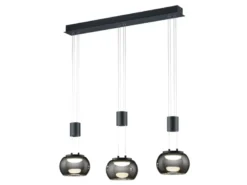 LED Pendelleuchte MADISON 3-flammig Rauchglas, höhenverstellbar, Breite 82cm