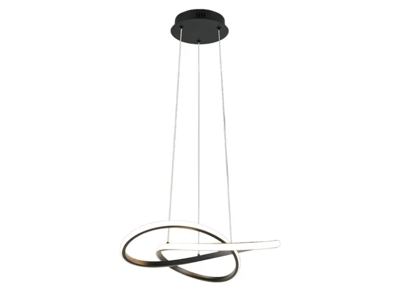 LED Pendelleuchte MANSA Schwarz, Metall Spiralschirm geschwungen, Ø 50cm