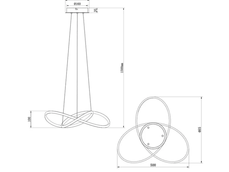 LED Pendelleuchte MANSA Schwarz, Metall Spiralschirm geschwungen, Ø 50cm