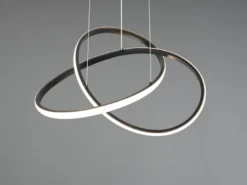 LED Pendelleuchte MANSA Schwarz, Metall Spiralschirm geschwungen, Ø 50cm