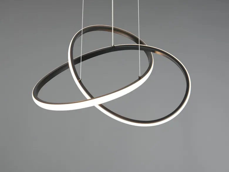 LED Pendelleuchte MANSA Schwarz, Metall Spiralschirm geschwungen, Ø 50cm