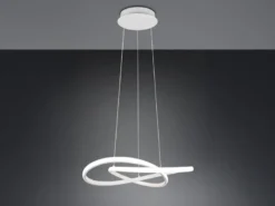 LED Pendelleuchte MANSA Weiß mit Metall Spiralschirm, Neutralweiß 4000K, Ø 50cm
