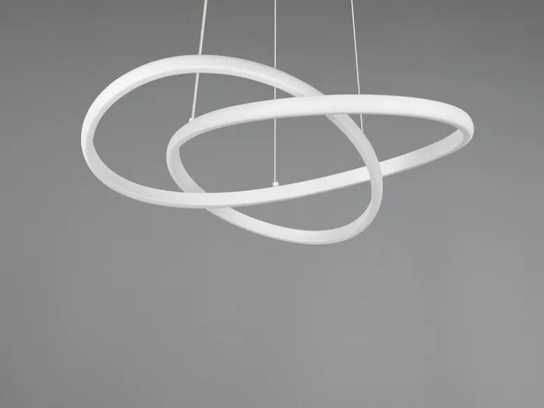 LED Pendelleuchte MANSA Weiß mit Metall Spiralschirm, Neutralweiß 4000K, Ø 50cm