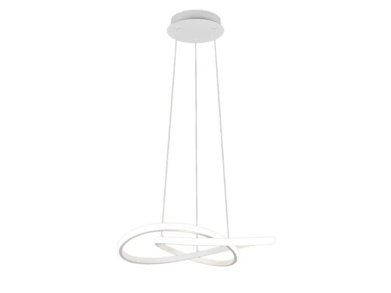 LED Pendelleuchte MANSA Weiß mit Metall Spiralschirm, Neutralweiß 4000K, Ø 50cm