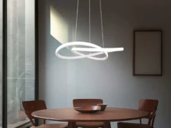 LED Pendelleuchte MANSA Weiß mit Metall Spiralschirm, Neutralweiß 4000K, Ø 50cm