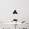 LED Pendelleuchte Metall Schwarz Gold mit Drahtgeflecht, Ø 18cm
