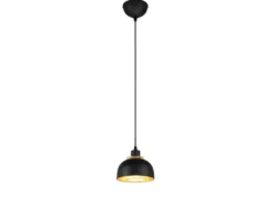LED Pendelleuchte Metall Schwarz Gold mit Drahtgeflecht, Ø 18cm