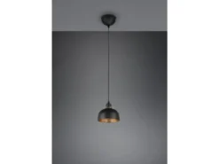 LED Pendelleuchte Metall Schwarz Gold mit Drahtgeflecht, Ø 18cm