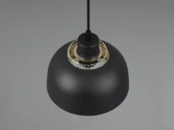 LED Pendelleuchte Metall Schwarz Gold mit Drahtgeflecht, Ø 18cm