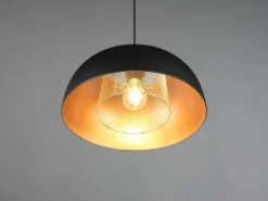 LED Pendelleuchte Metall Schwarz Gold mit Drahtgeflecht, Ø 35cm