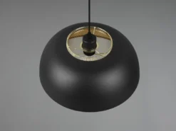 LED Pendelleuchte Metall Schwarz Gold mit Drahtgeflecht, Ø 35cm