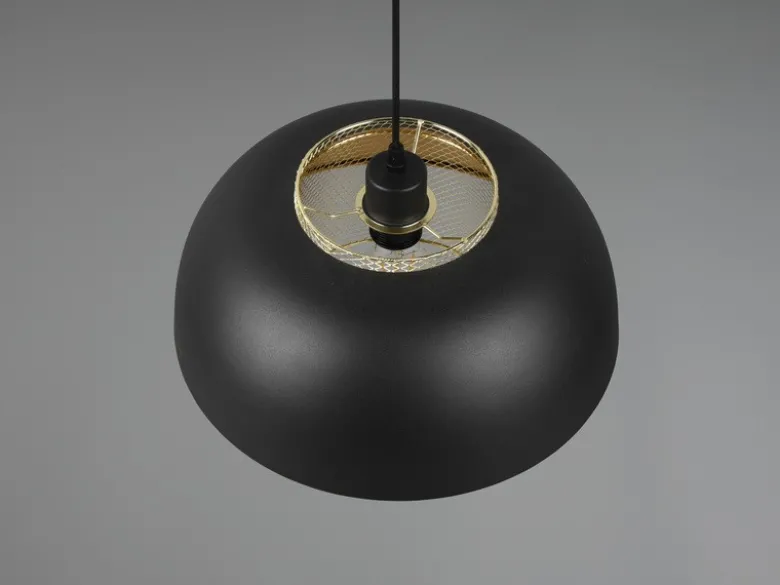 LED Pendelleuchte Metall Schwarz Gold mit Drahtgeflecht, Ø 35cm