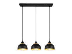 LED Pendelleuchte Metall Schwarz Gold mit Drahtgeflecht, Breite 68cm