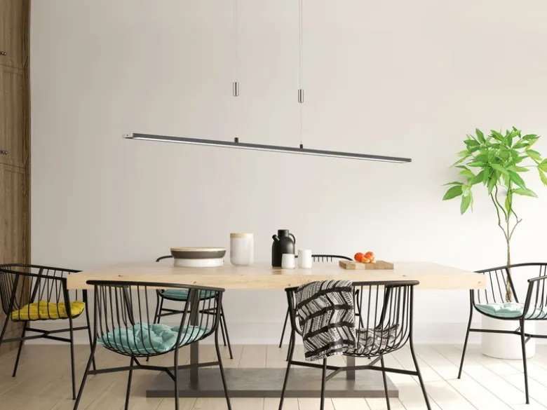 LED Pendelleuchte METZ Schwarz dimmbar & höhenverstellbar, Breite 160cm