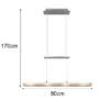 LED Pendelleuchte MILOS Silber aus Glas höhenverstellbar bis 170cm, Breite 80cm