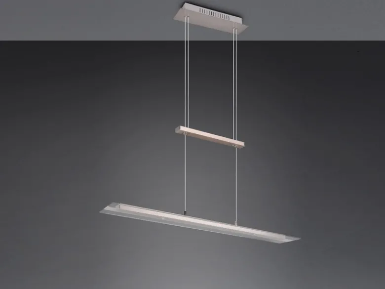 LED Pendelleuchte MILOS Silber aus Glas höhenverstellbar bis 170cm, Breite 80cm